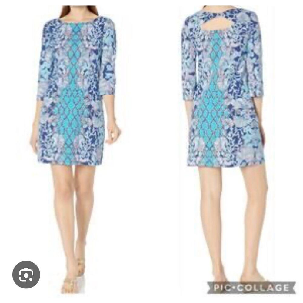 Lilly Pulitzer Bay Cotton Dress Lapis Lazuli 3/4 Sleeve Size Med NWT MSRP $108
